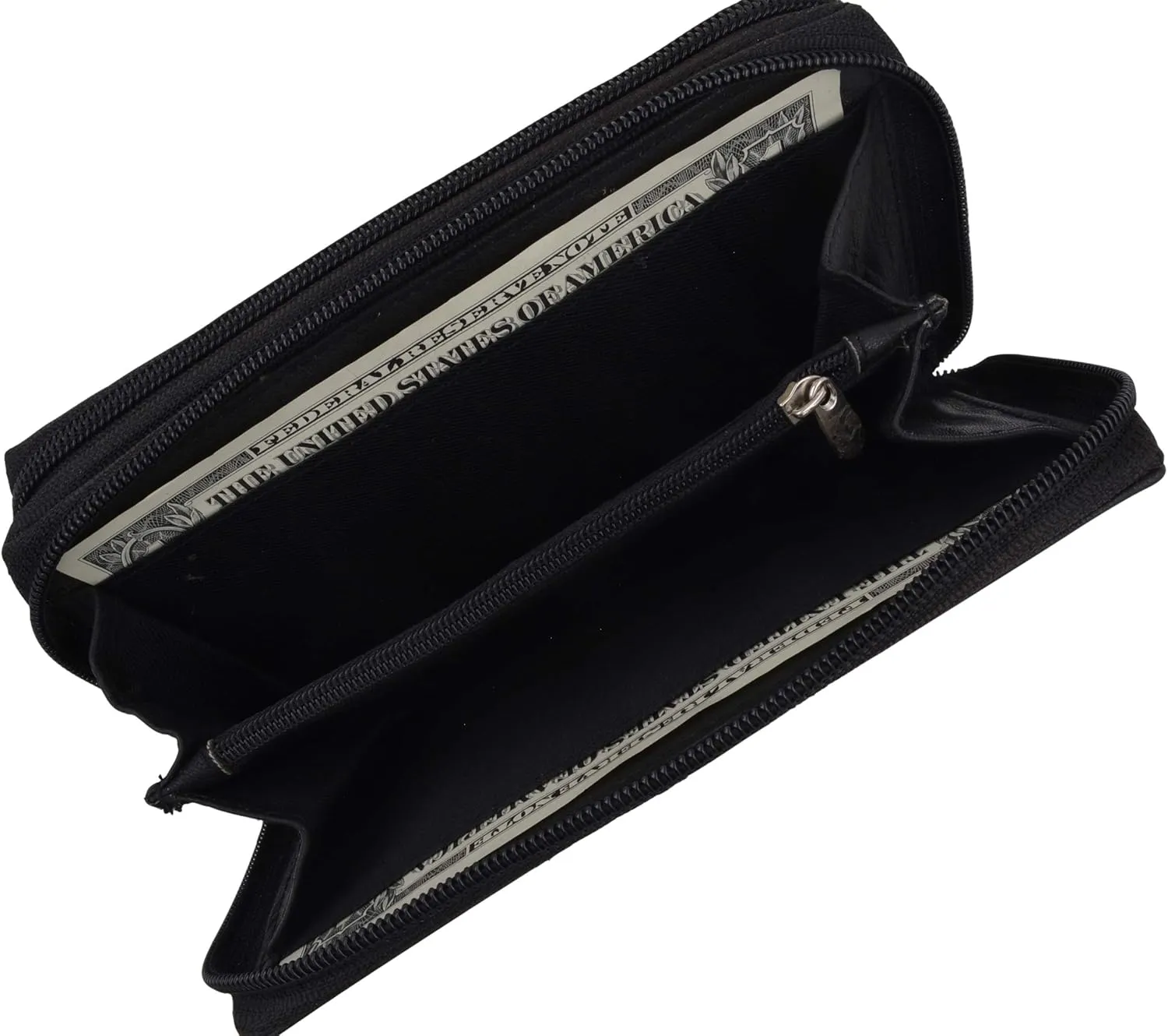 Womens Wallet Genuine Leather Double Zip Around Phone Clutch Large Travel Purse Ladies Wallet