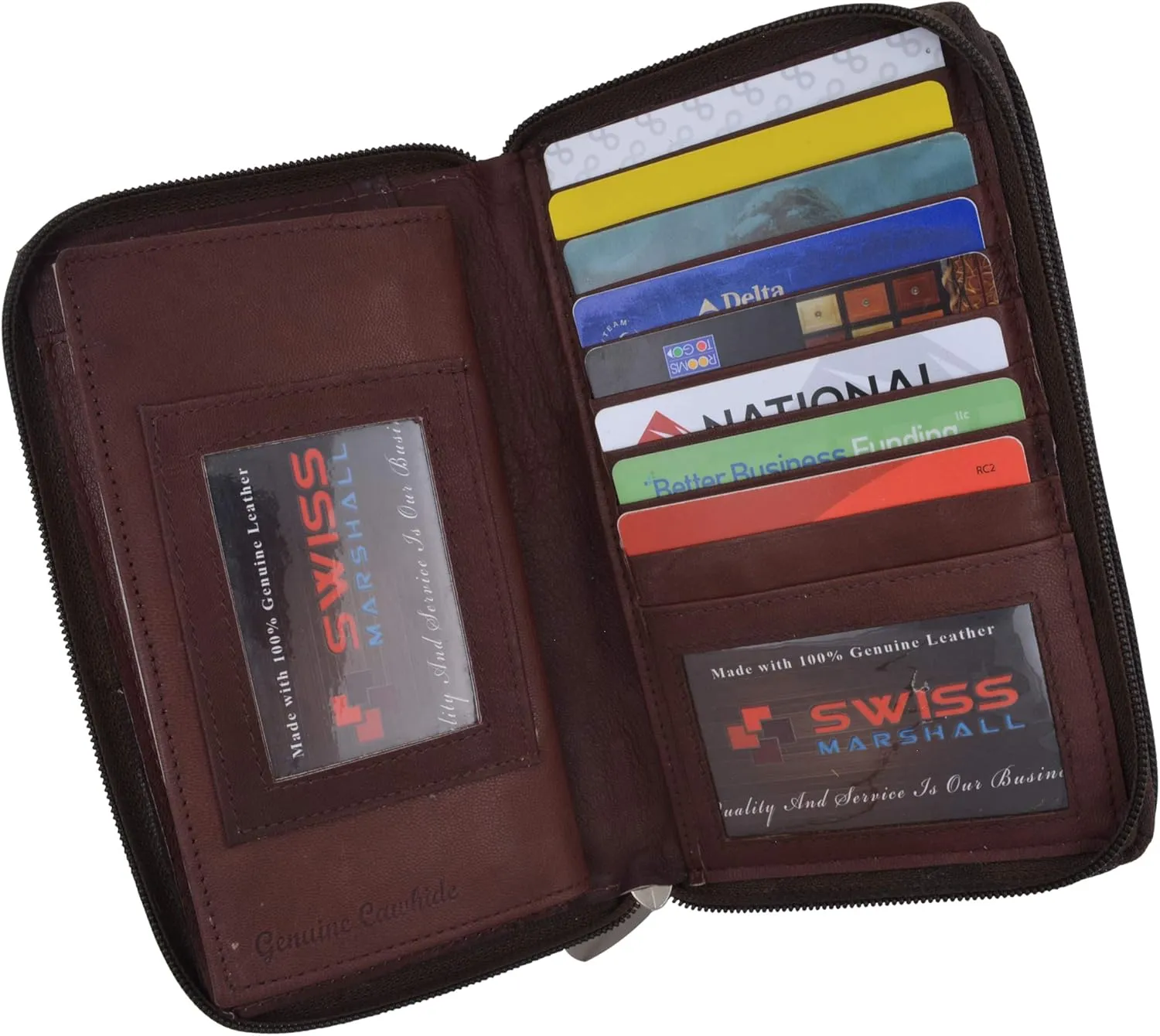 Womens Wallet Genuine Leather Double Zip Around Phone Clutch Large Travel Purse Ladies Wallet