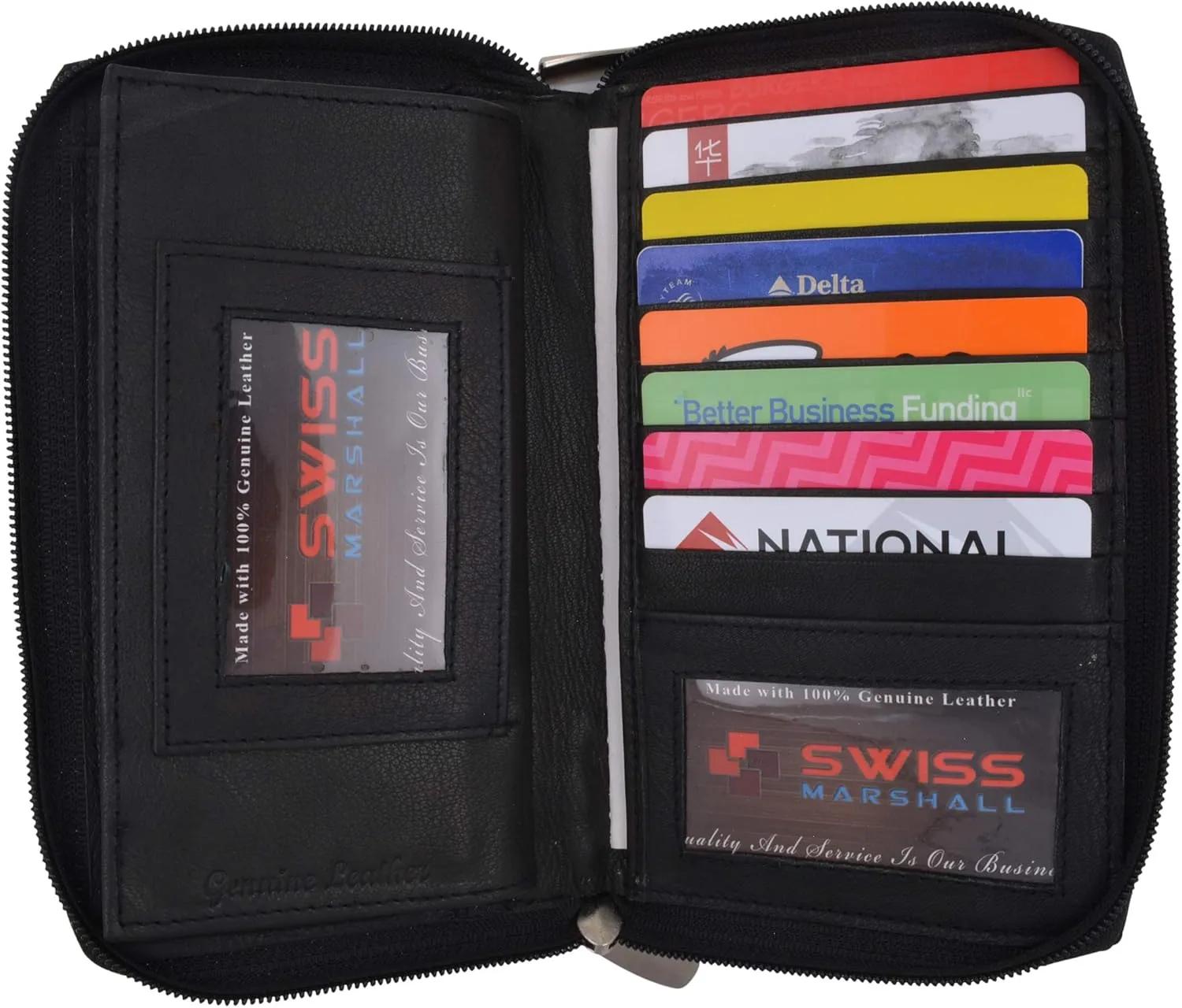 Womens Wallet Genuine Leather Double Zip Around Phone Clutch Large Travel Purse Ladies Wallet