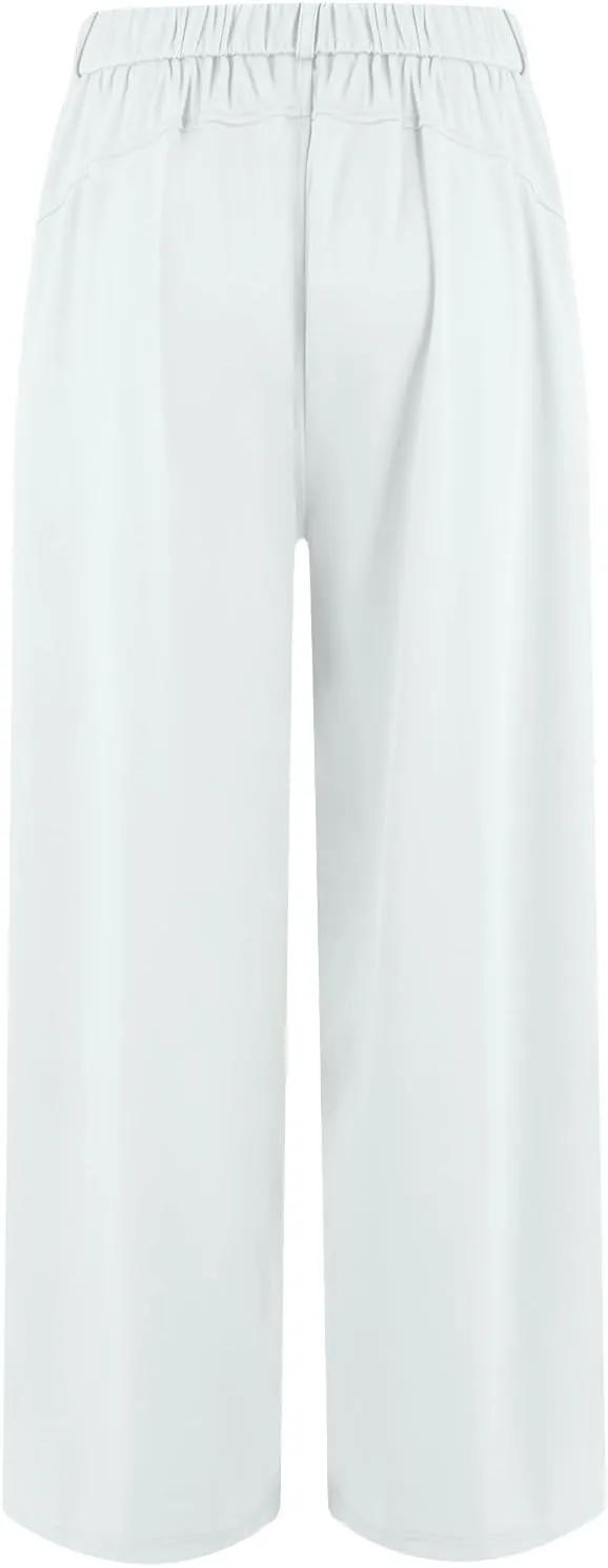 Womens Work Dress Pants 2025 Business Casual Outfits Office Flowy High Waisted Wide Leg Trousers with Pockets