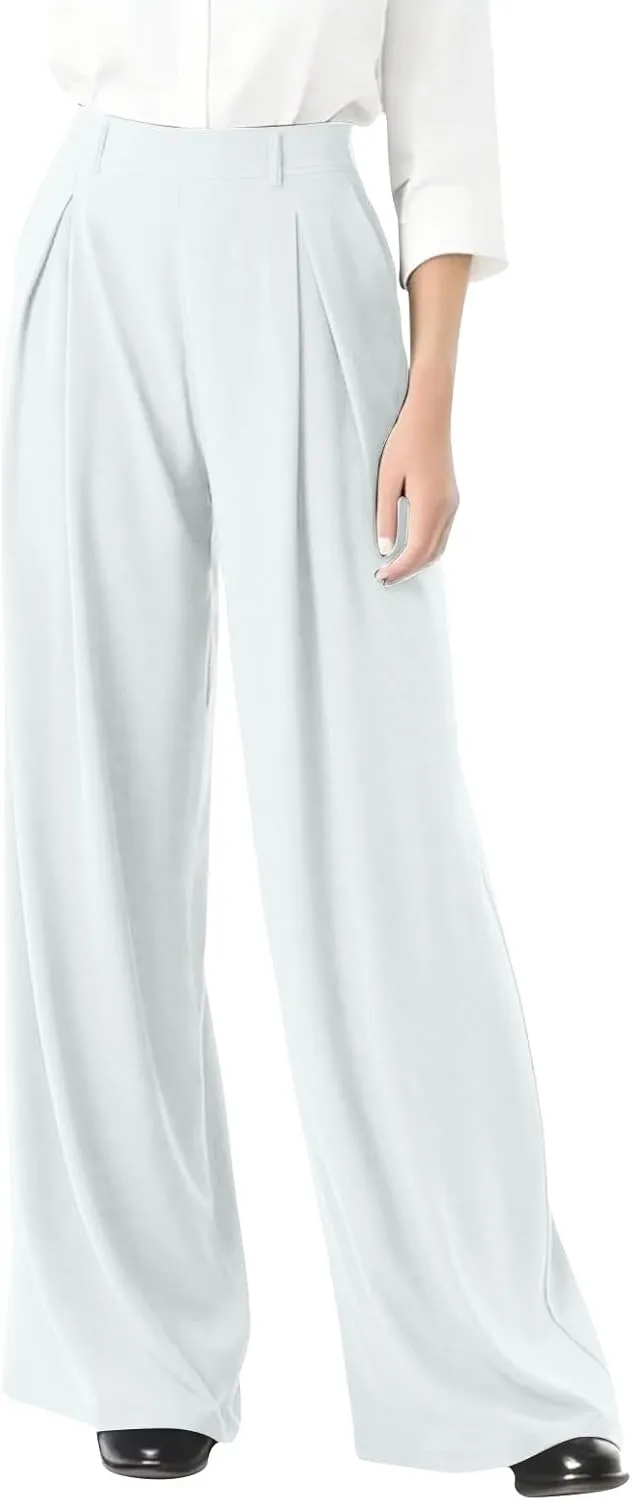 Womens Work Dress Pants 2025 Business Casual Outfits Office Flowy High Waisted Wide Leg Trousers with Pockets