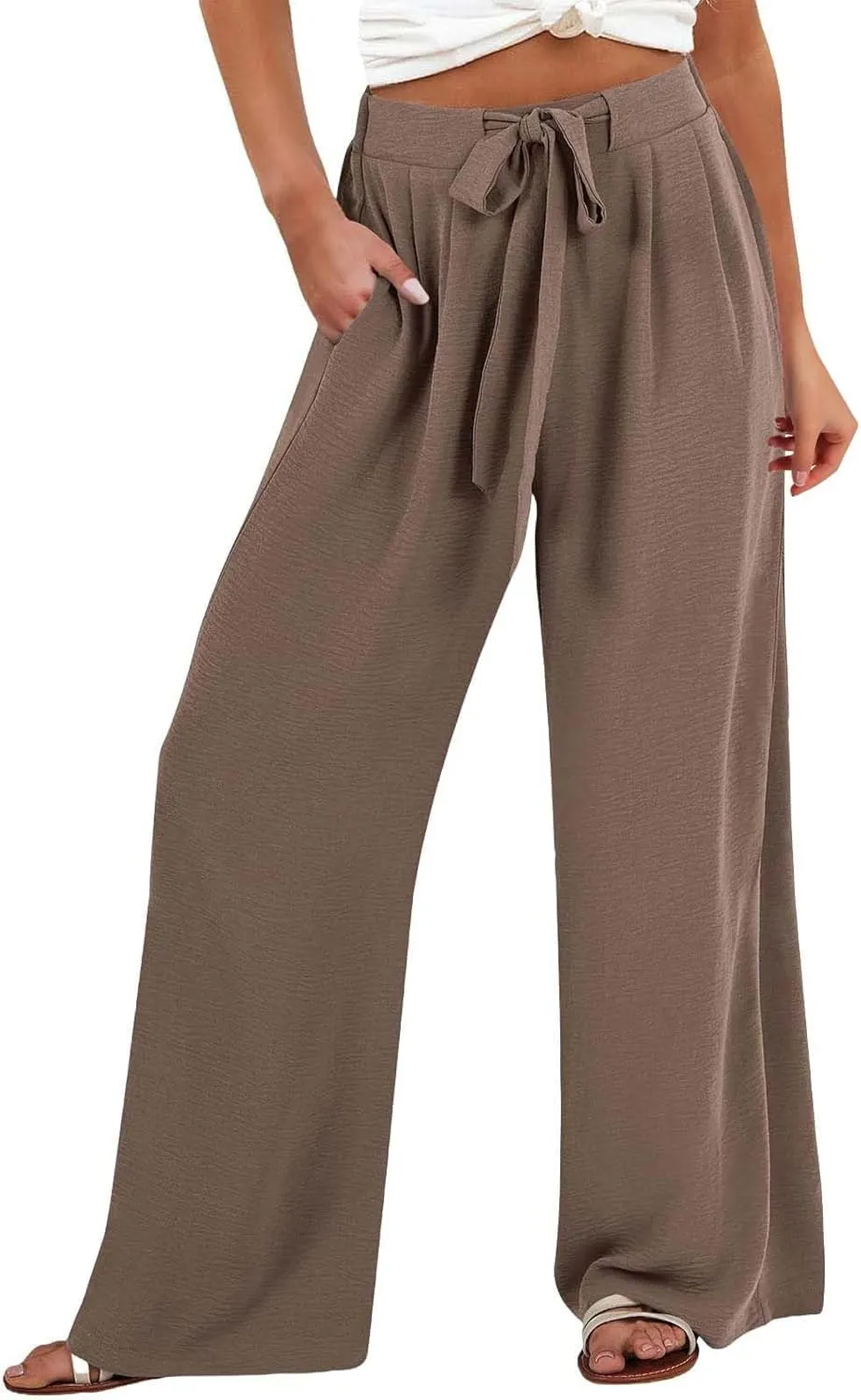 Women's Work Pants Wide Leg 2025 Paperbag Dress Pants Casual Belted Slacks Office Trousers High Waisted with Pockets