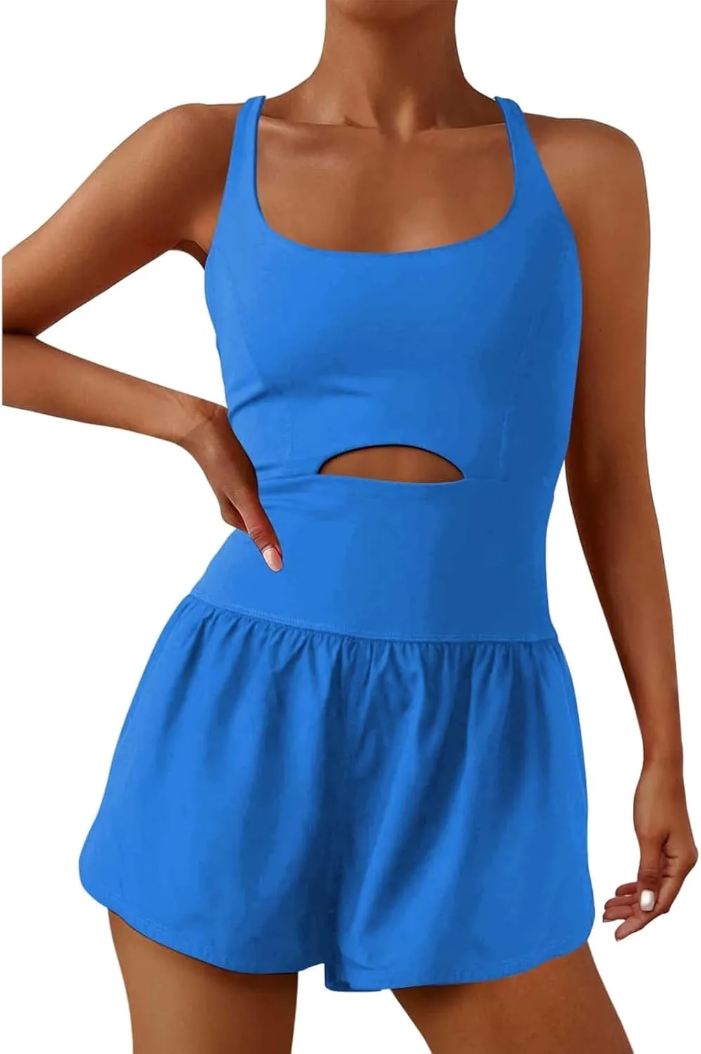 Womens Workout Rompers Athletic Romper One Piece Onesie Gym Yoga Outfits Running Jumpsuit Sexy Short Trendy Clothes
