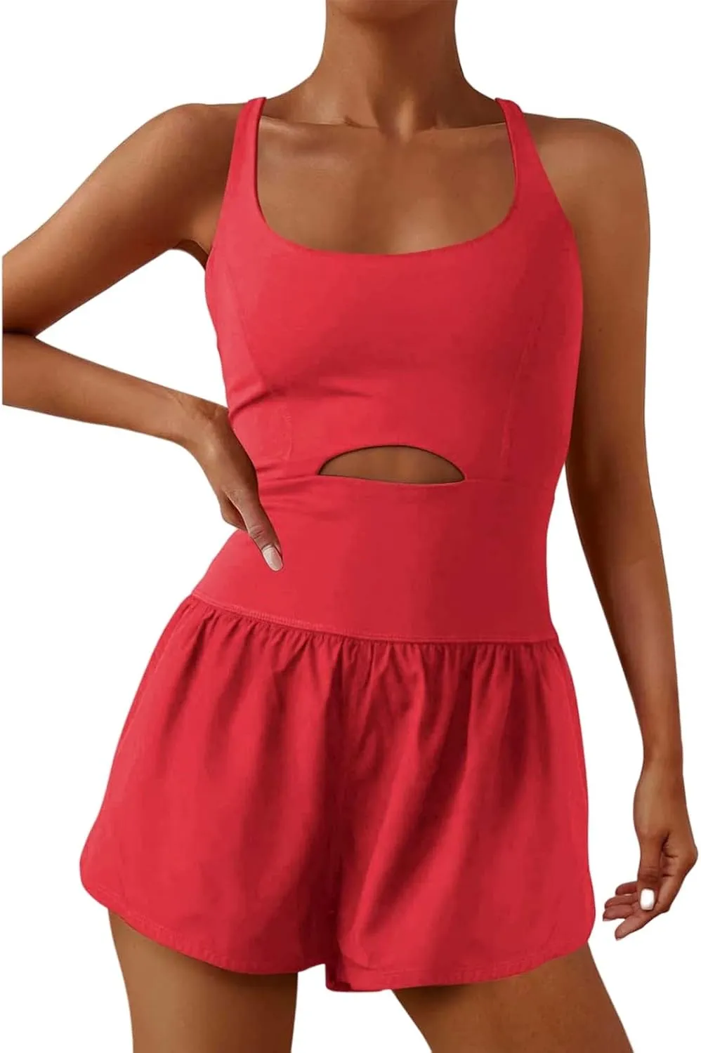 Womens Workout Rompers Athletic Romper One Piece Onesie Gym Yoga Outfits Running Jumpsuit Sexy Short Trendy Clothes