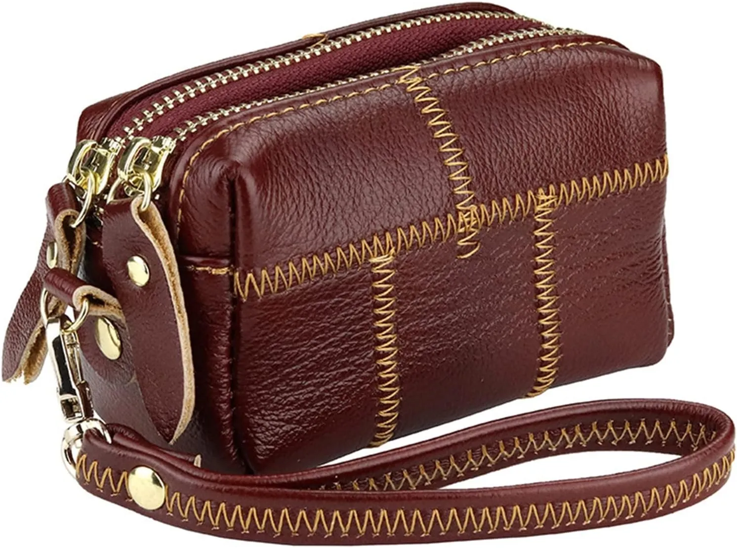 Women's Wristlet Clutch Women Double Zip Handbag Coin Purse Bag for Shopping, Holiday