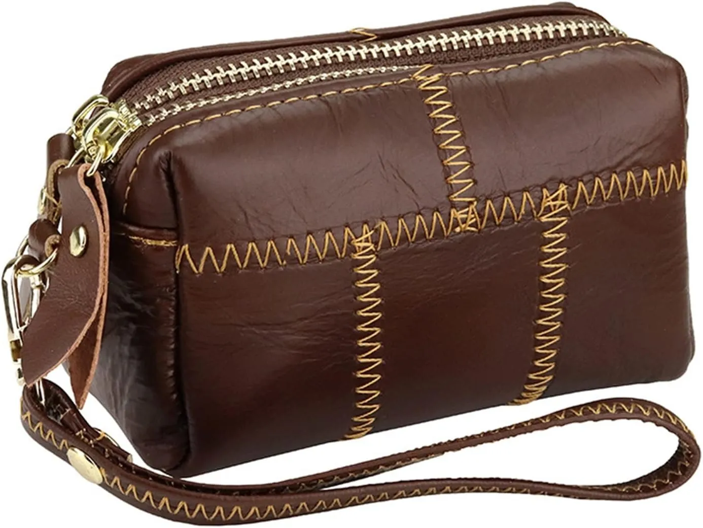 Women's Wristlet Clutch Women Double Zip Handbag Coin Purse Bag for Shopping, Holiday