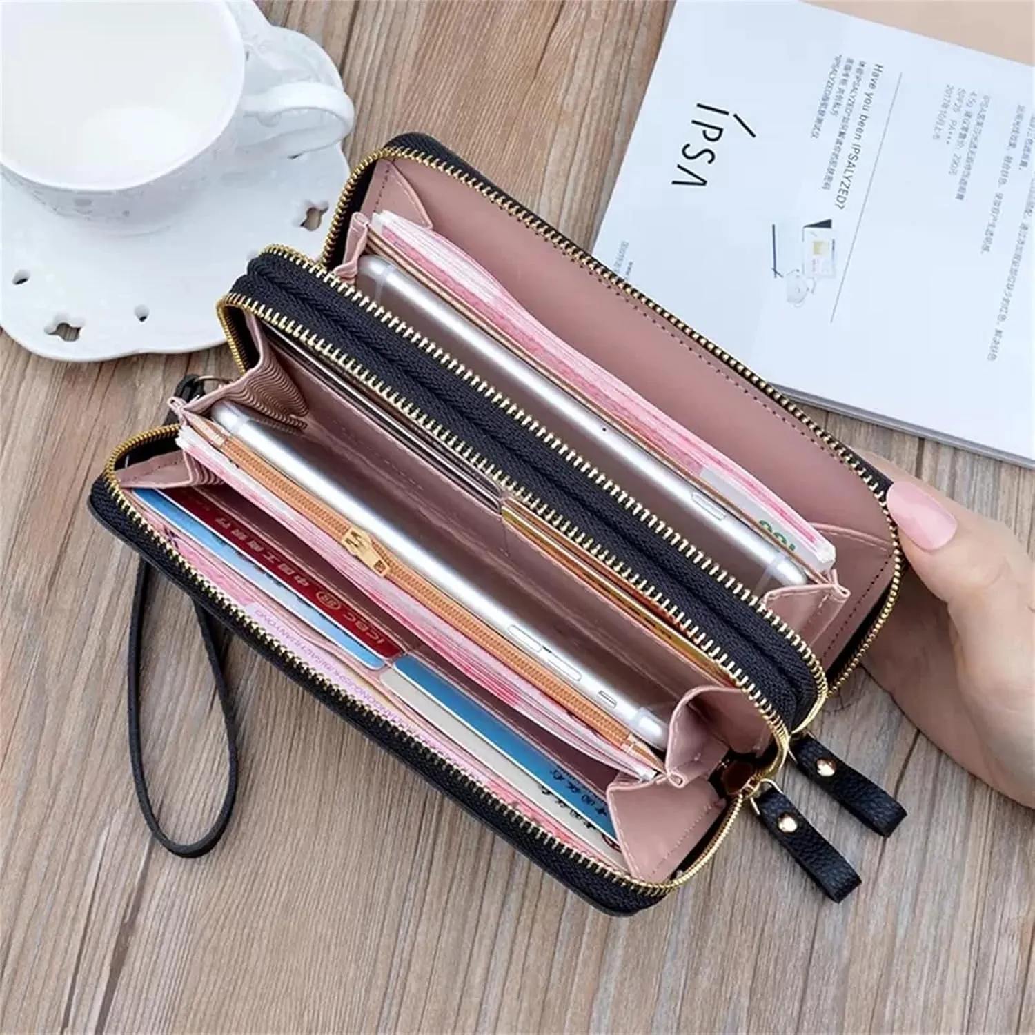 Women's Wristlet Clutch Women's Clutch Purse Double Zip Clutch Bag for Shopping, Holiday