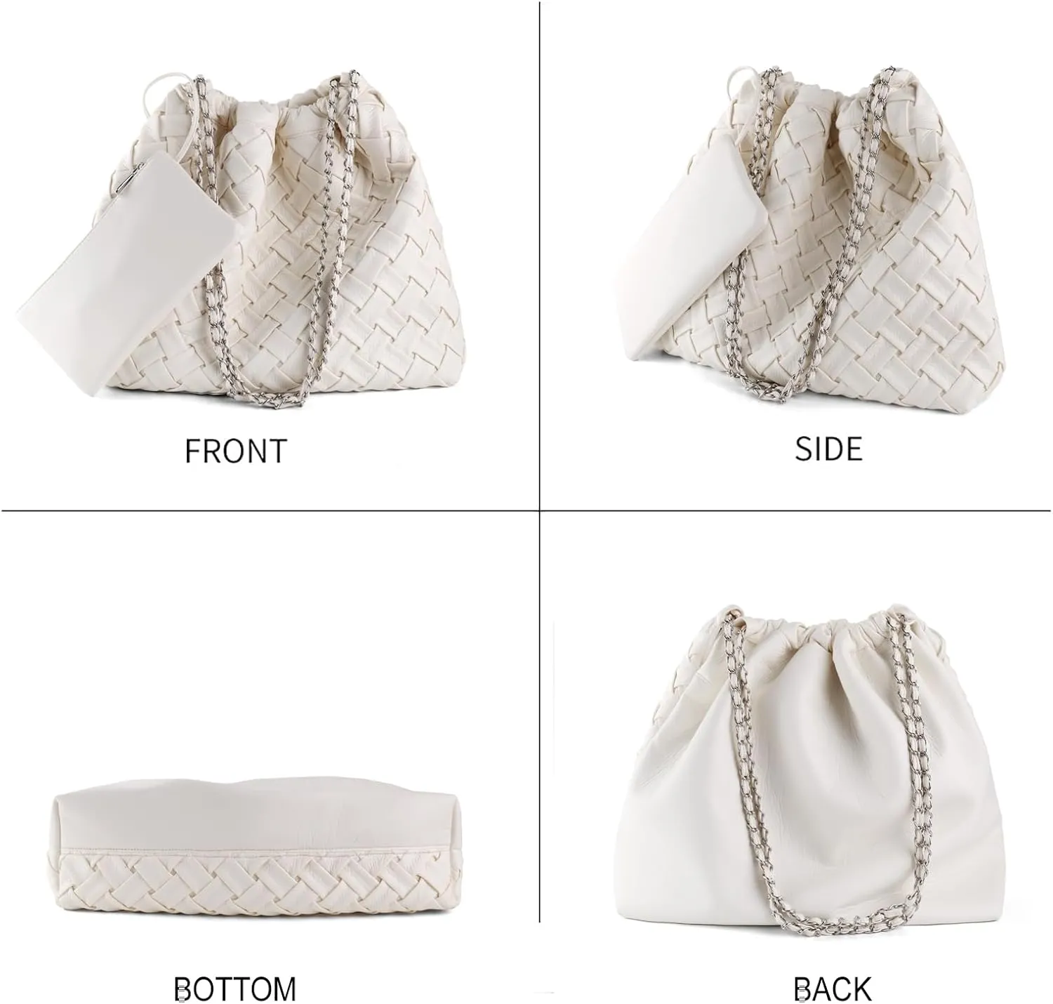 Woven Large Hobo Handbags Shoulder Bag For Women Tote Bag Soft Vegan Leather Hobo Bag With Purses Travel Hobo Bags