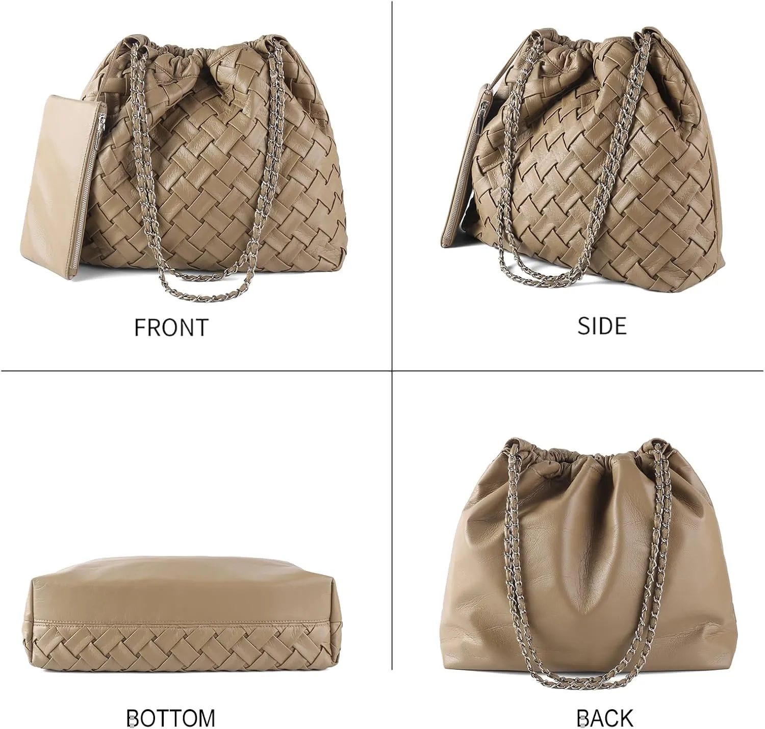 Woven Large Hobo Handbags Shoulder Bag For Women Tote Bag Soft Vegan Leather Hobo Bag With Purses Travel Hobo Bags