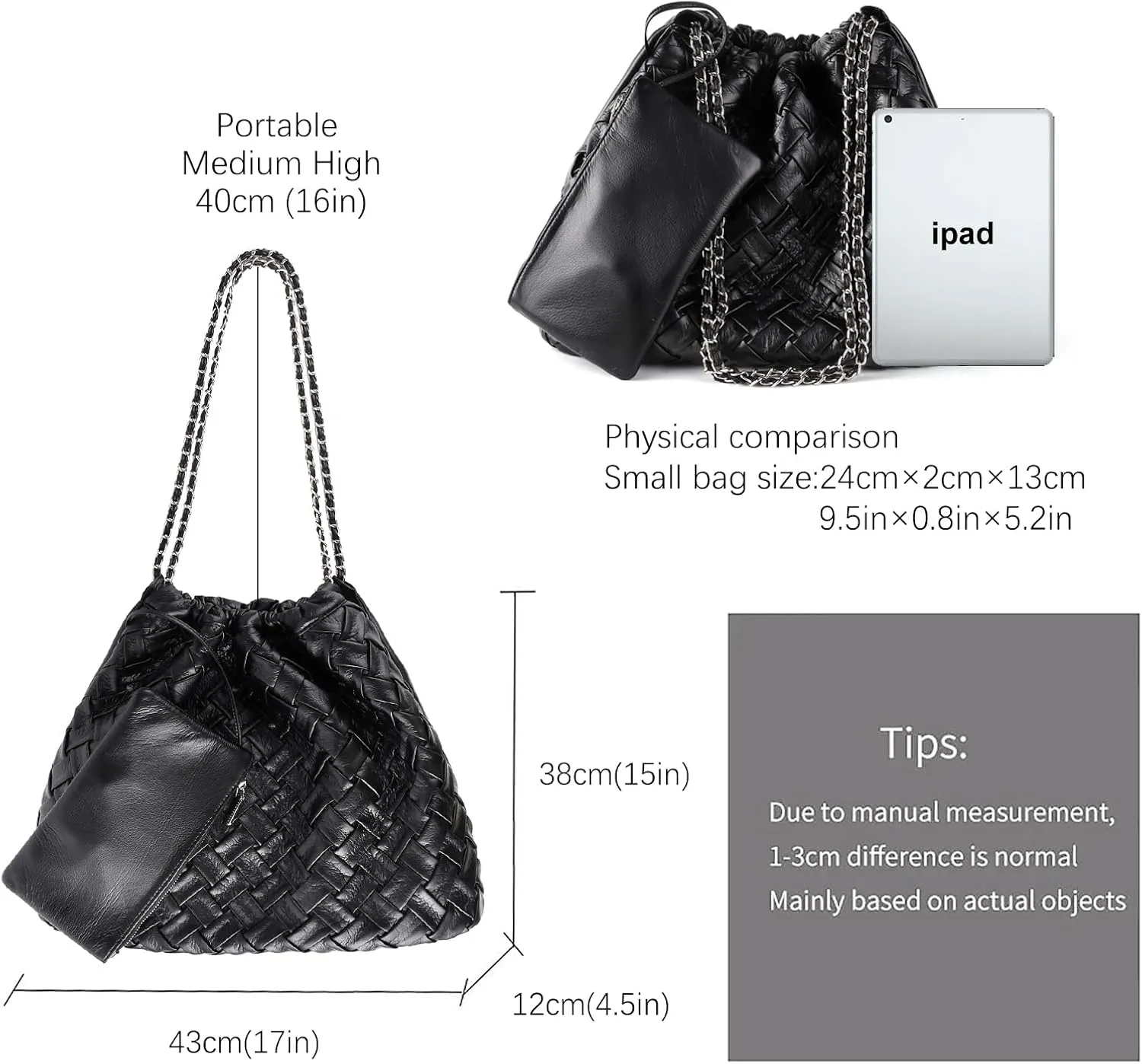 Woven Large Hobo Handbags Shoulder Bag For Women Tote Bag Soft Vegan Leather Hobo Bag With Purses Travel Hobo Bags