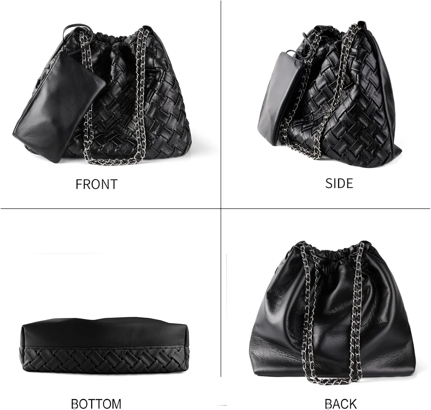 Woven Large Hobo Handbags Shoulder Bag For Women Tote Bag Soft Vegan Leather Hobo Bag With Purses Travel Hobo Bags