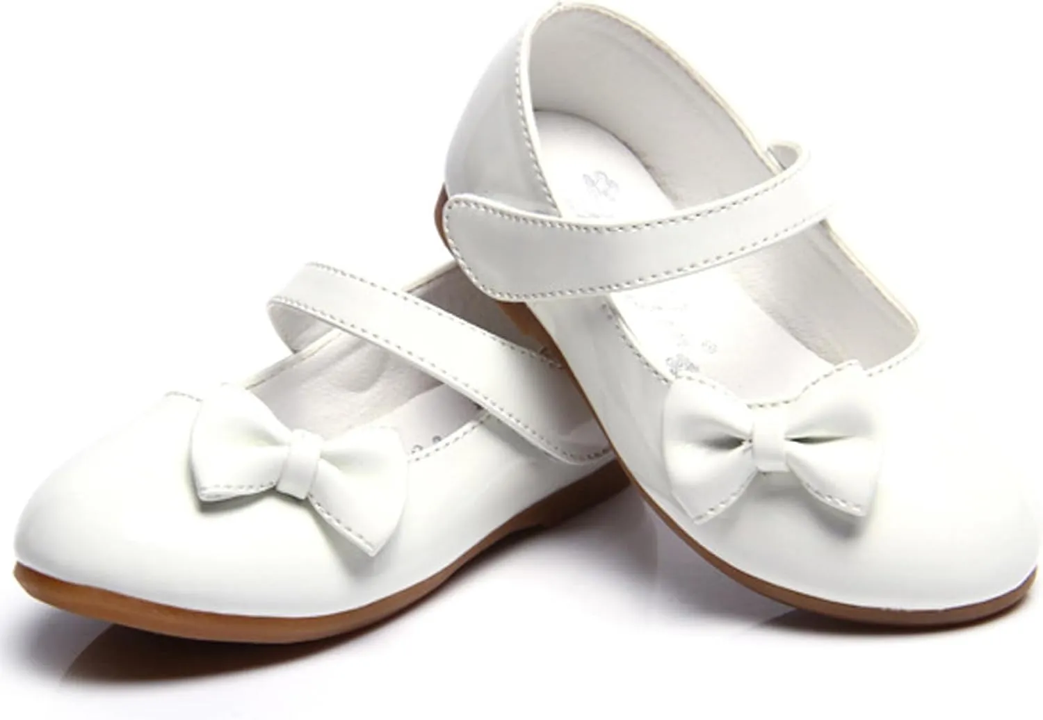 WUIWUIYU Flower Girls Princess Casual Mary Janes Ballet Flats Cute Bowknot Back to School Uniform Wedding Dress Shoes