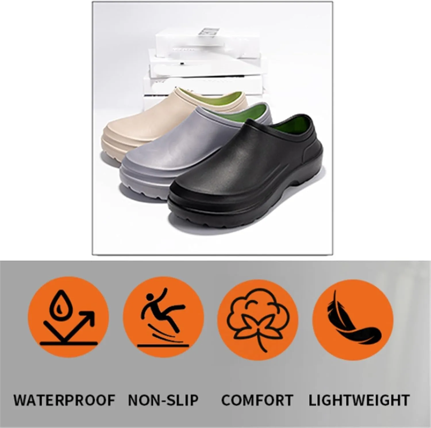 Wygwlg Men's Non Slip Chef Shoes, Men's Professional Breathable Waterproof Oil Resistant Wide Chef Service Work Shoes, Thick-Soled Operating Room Sneakers, for Kitchen, Chef, Garden, Nurse