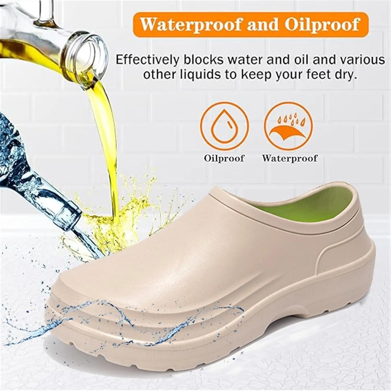 Wygwlg Men's Non Slip Chef Shoes, Men's Professional Breathable Waterproof Oil Resistant Wide Chef Service Work Shoes, Thick-Soled Operating Room Sneakers, for Kitchen, Chef, Garden, Nurse