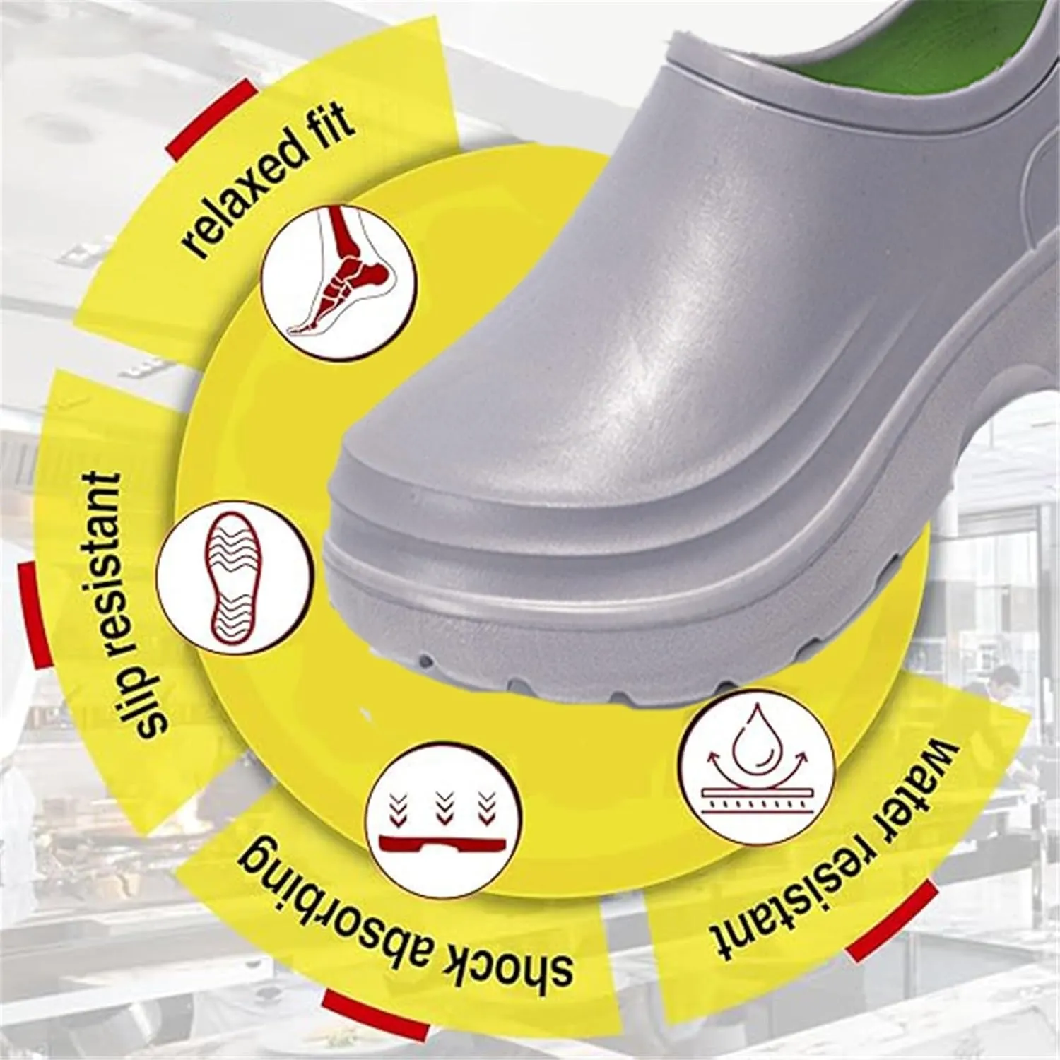 Wygwlg Men's Non Slip Chef Shoes, Men's Professional Breathable Waterproof Oil Resistant Wide Chef Service Work Shoes, Thick-Soled Operating Room Sneakers, for Kitchen, Chef, Garden, Nurse