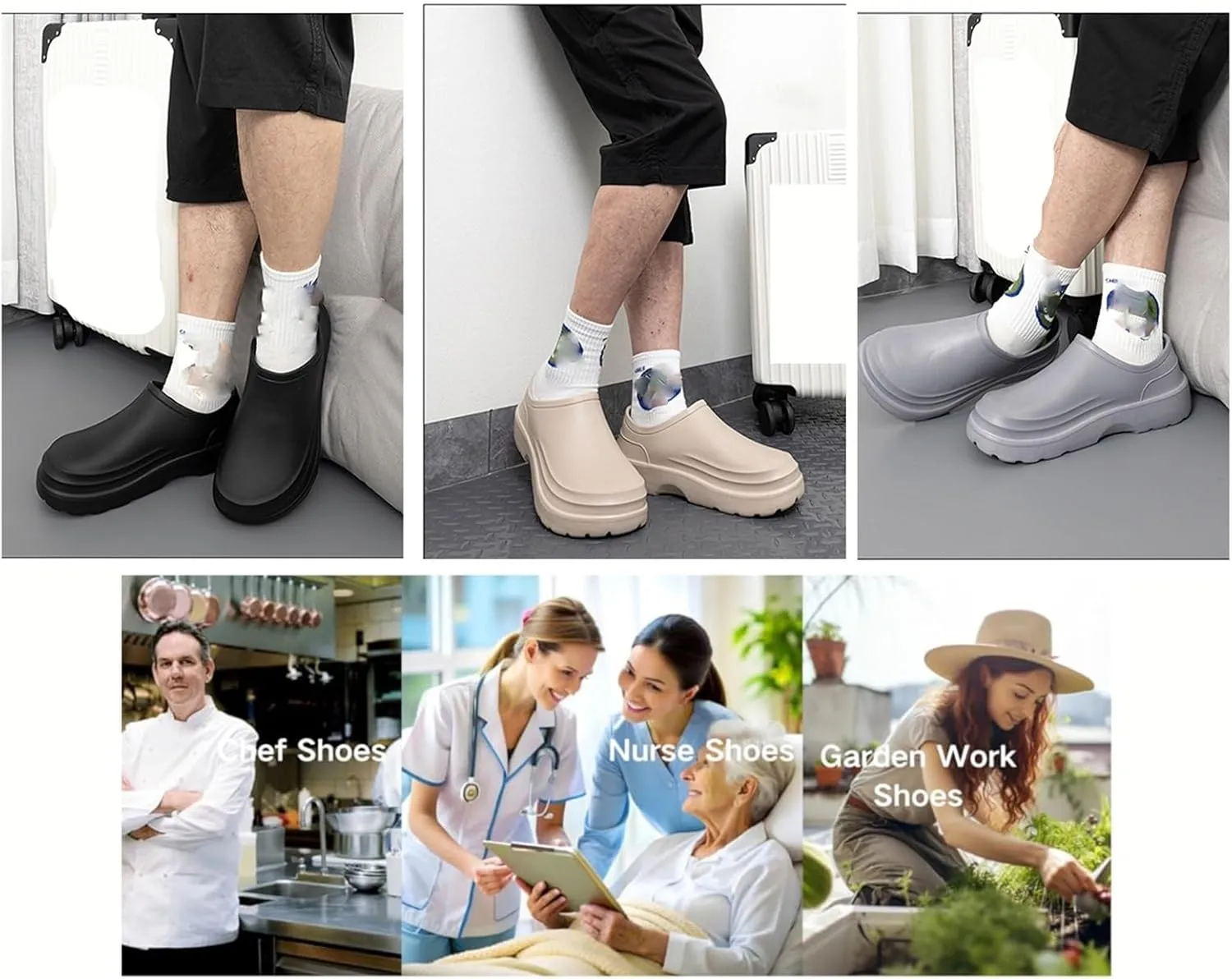 Wygwlg Men's Non Slip Chef Shoes, Men's Professional Breathable Waterproof Oil Resistant Wide Chef Service Work Shoes, Thick-Soled Operating Room Sneakers, for Kitchen, Chef, Garden, Nurse