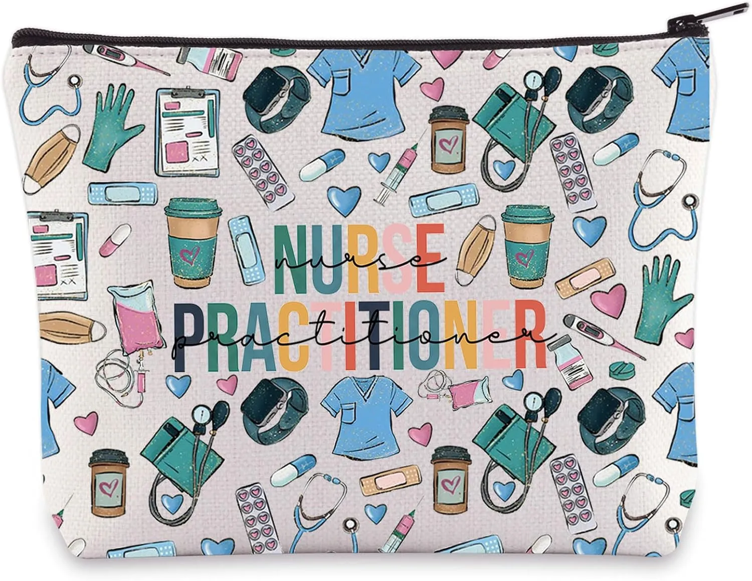 WZMPA Nurse Cosmetic Bag Graduation Makeup ZIP Pouch - NP Appreciation Gift