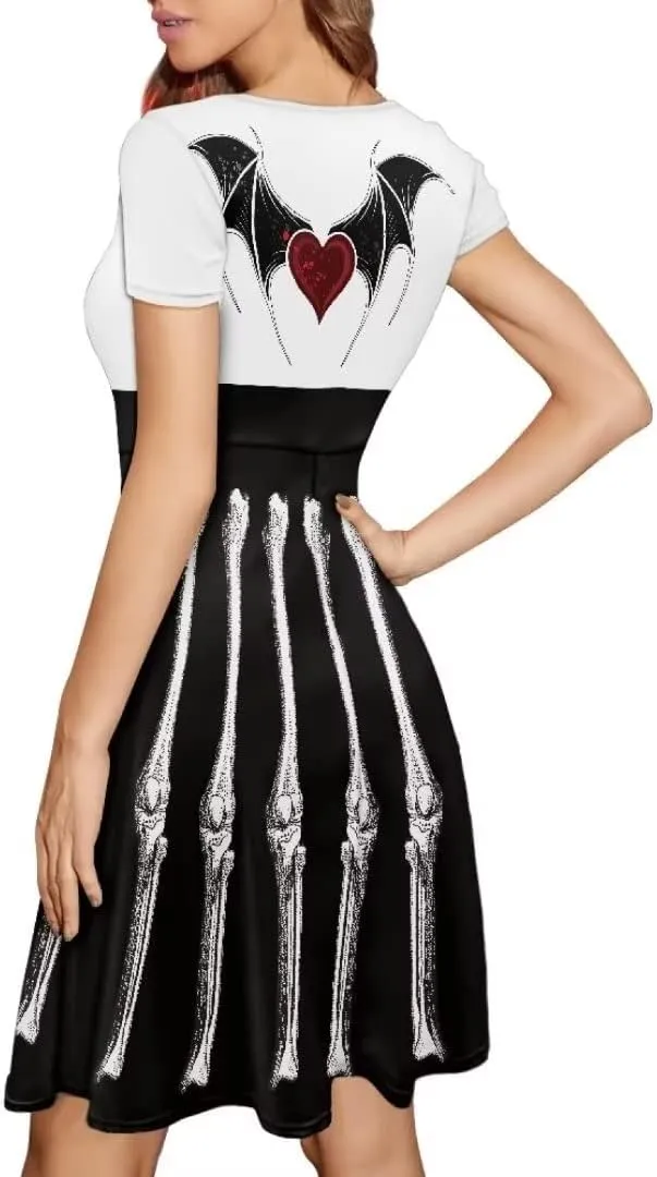 Youngerbaby Cool Maid Halloween Women Dress Summer Midi Dress Casual Swing Dresses Festival