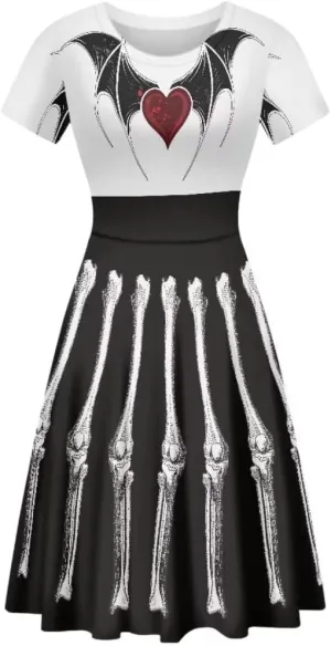 Youngerbaby Cool Maid Halloween Women Dress Summer Midi Dress Casual Swing Dresses Festival