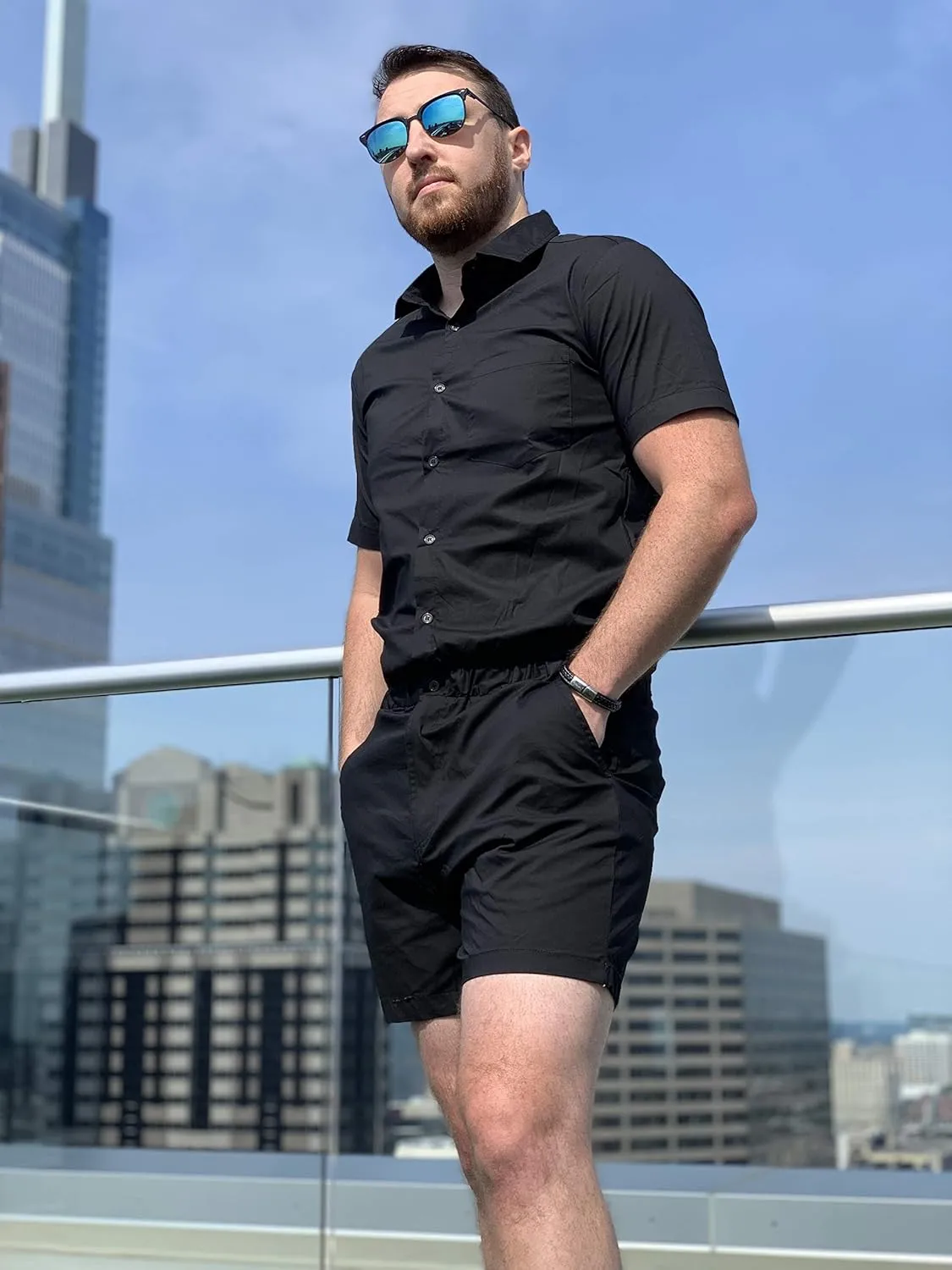 Zesties Male Rompers - Original Romper Jumpsuits for Men - Tropical Male Onesie Shorts - Men's Jumper Rompers