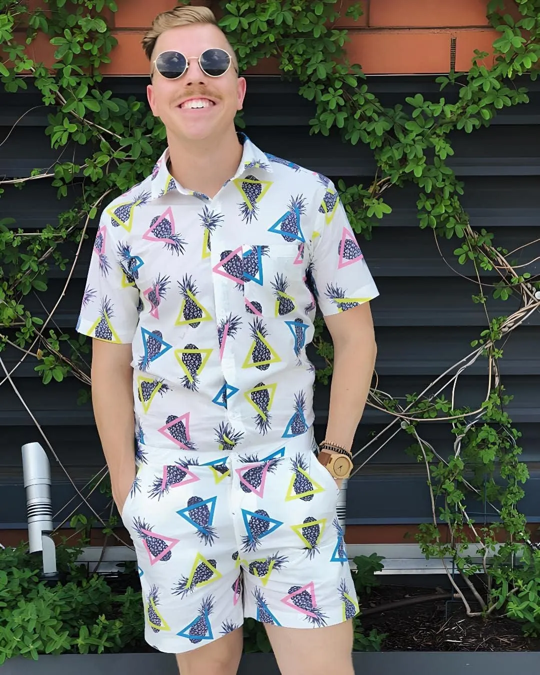 Zesties Male Rompers - Original Romper Jumpsuits for Men - Tropical Male Onesie Shorts - Men's Jumper Rompers