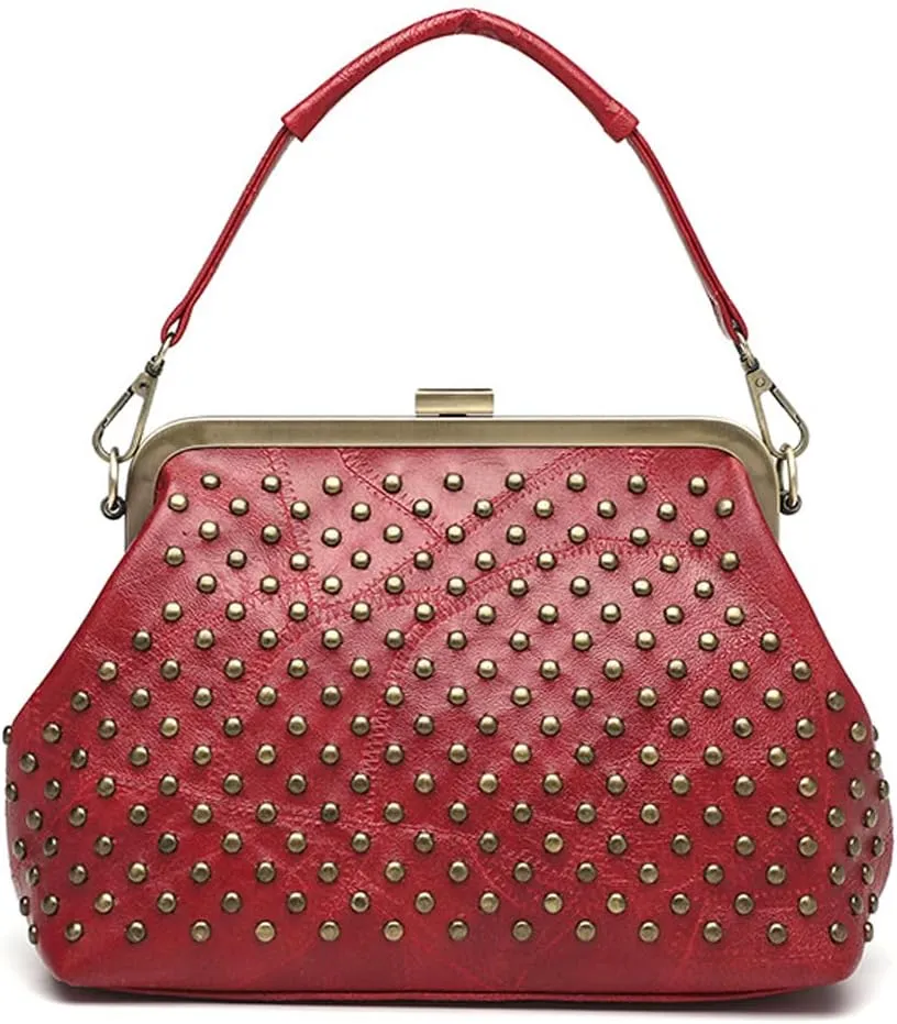 ZiMing Women Vintage Handbags Studded Purses Faux Leather Buckle Lock Wallets Retro Evening Handbag Ladies Hobo Bags Party