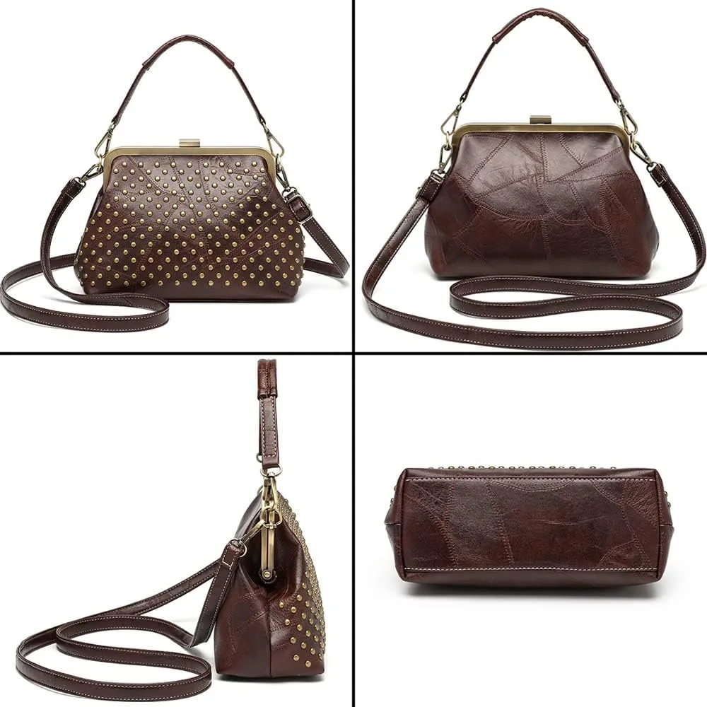 ZiMing Women Vintage Handbags Studded Purses Faux Leather Buckle Lock Wallets Retro Evening Handbag Ladies Hobo Bags Party