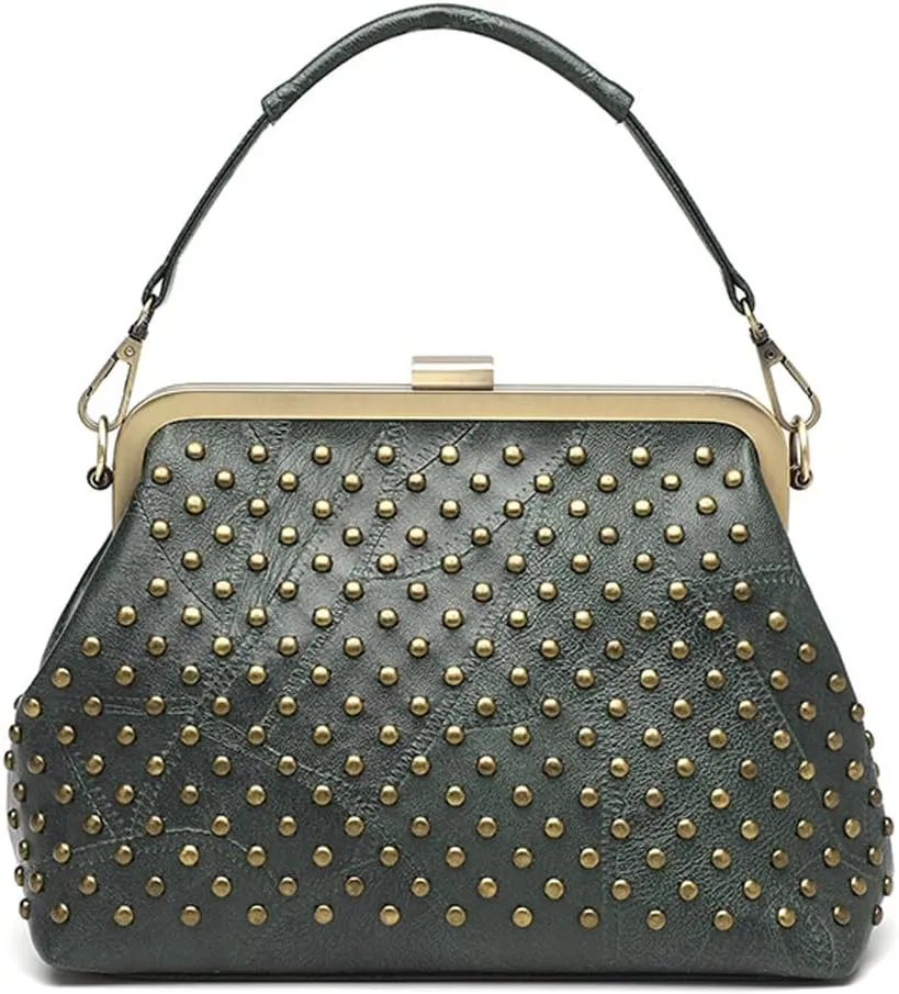 ZiMing Women Vintage Handbags Studded Purses Faux Leather Buckle Lock Wallets Retro Evening Handbag Ladies Hobo Bags Party