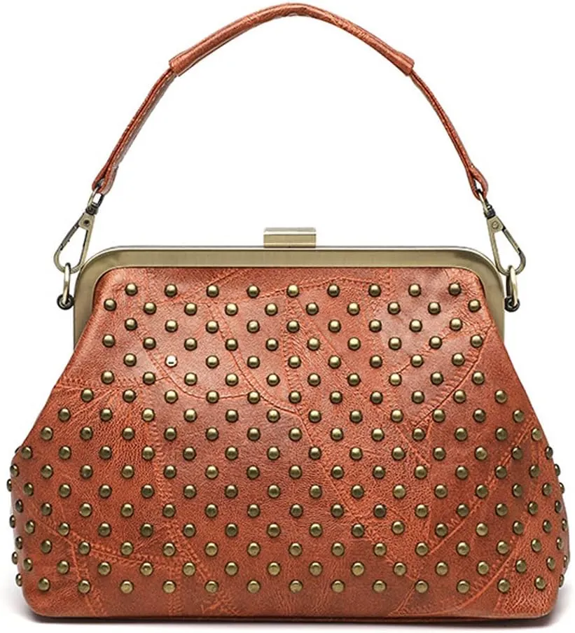 ZiMing Women Vintage Handbags Studded Purses Faux Leather Buckle Lock Wallets Retro Evening Handbag Ladies Hobo Bags Party