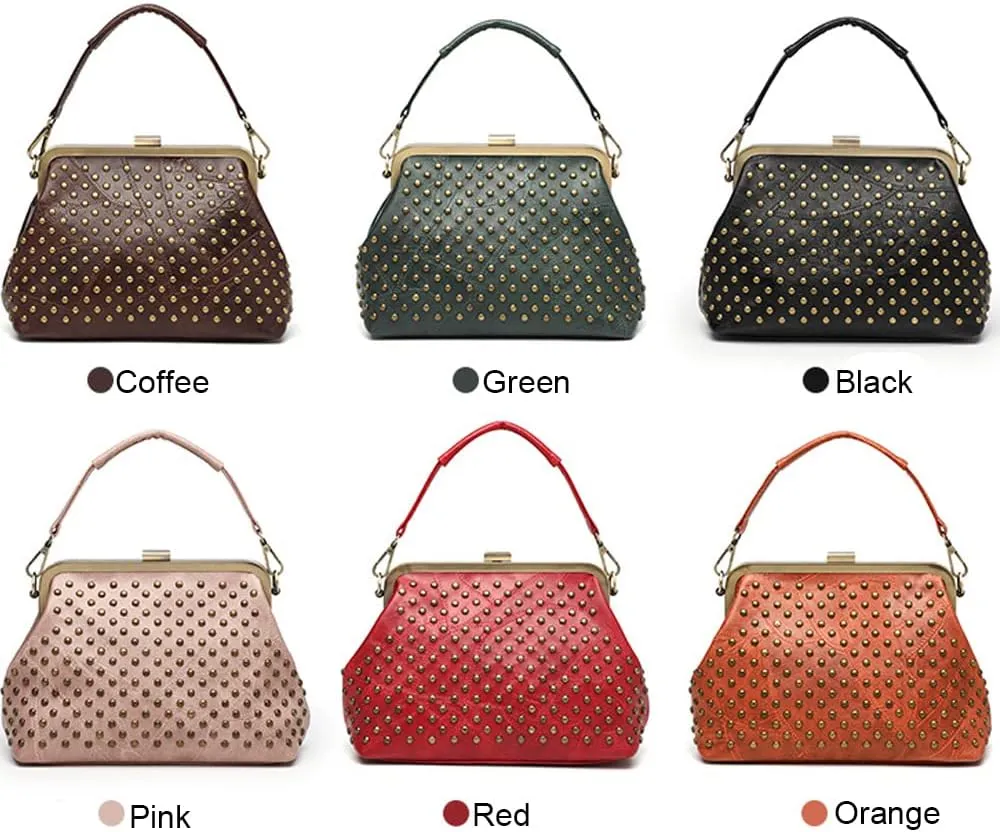 ZiMing Women Vintage Handbags Studded Purses Faux Leather Buckle Lock Wallets Retro Evening Handbag Ladies Hobo Bags Party