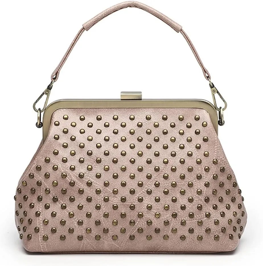 ZiMing Women Vintage Handbags Studded Purses Faux Leather Buckle Lock Wallets Retro Evening Handbag Ladies Hobo Bags Party